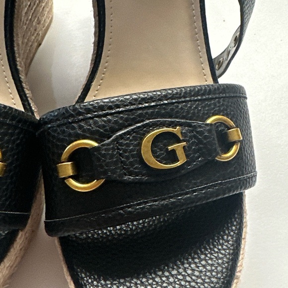 Guess Hisley Espadrille Wedge Sandal Black Size 11M NEW